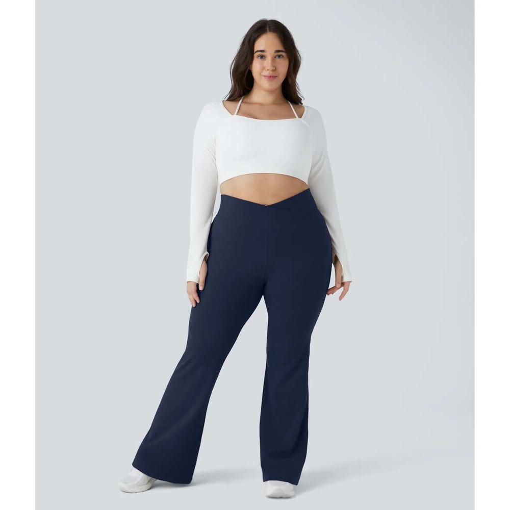 HalaraDayStretch‎ Crossover High Waisted Pocket Plus Size Flared Leggings